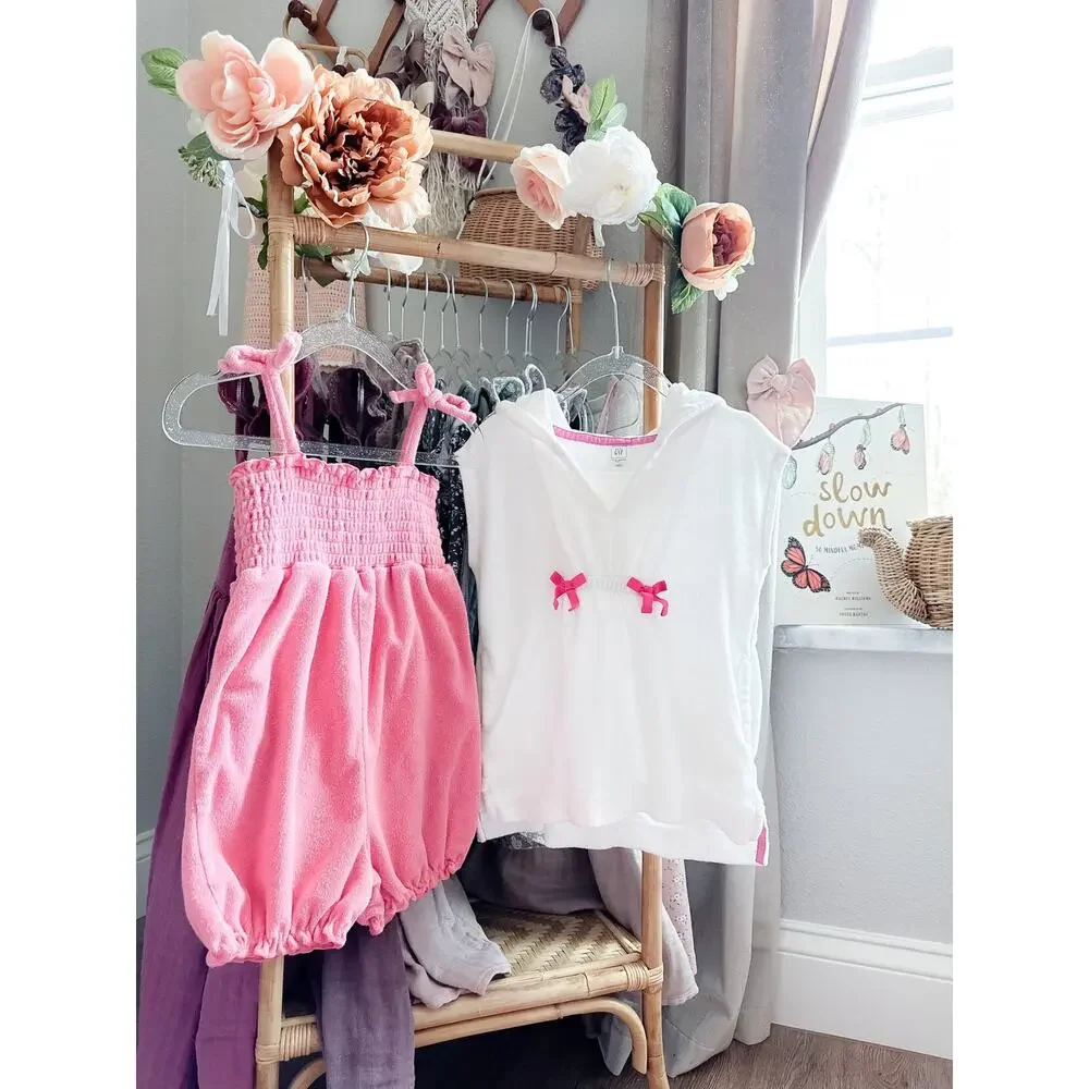 2 Terry Cloth Swim Covers Baby Gap Hooded Dress + Smocked Romper
